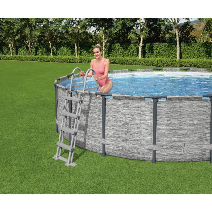 Piscine tubulaire Bestway ronde Ø 4,27 x 1,22 m Steel Pro Max - Motif pierres grises