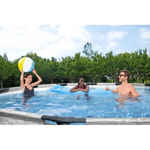 Piscine tubulaire Bestway ronde Ø 4,27 x 1,22 m Steel Pro Max - Motif pierres grises