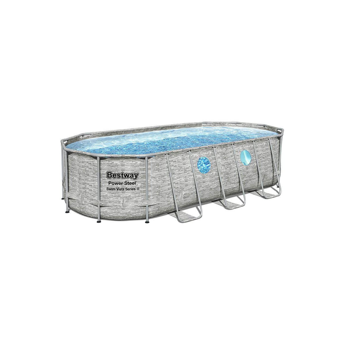 Piscine tubulaire 549 x 274 x 122 cm Hors sol Rectangulaire Effet rotin  Power Steel BESTWAY