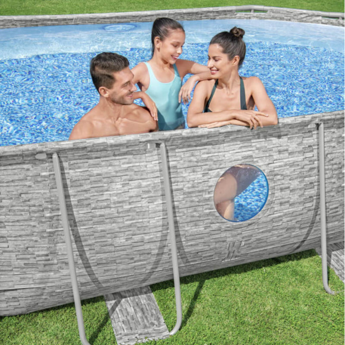 Piscine tubulaire Bestway ovale 4,88 x 3,05 x 1,07 m Power Steel Vista (Filtre à sable)