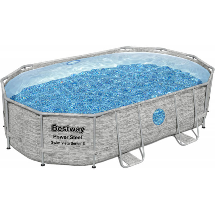 Piscine tubulaire Bestway ovale 4,88 x 3,05 x 1,07 m Power Steel Vista (Filtre à sable)