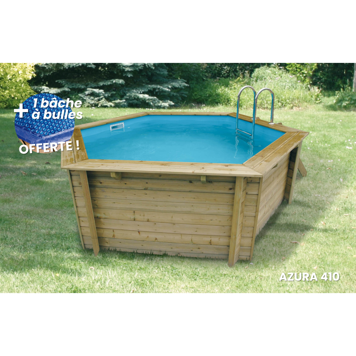 Montage piscine hors sol en bois rectangulaire Ubbink 