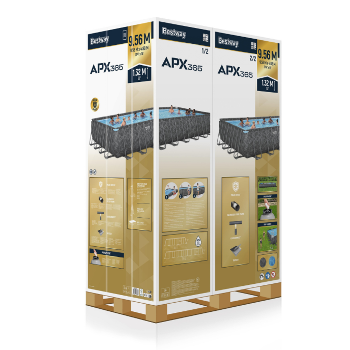 Piscine hors sol rectangulaire APX 365 - 956 x 488 x 132 cm