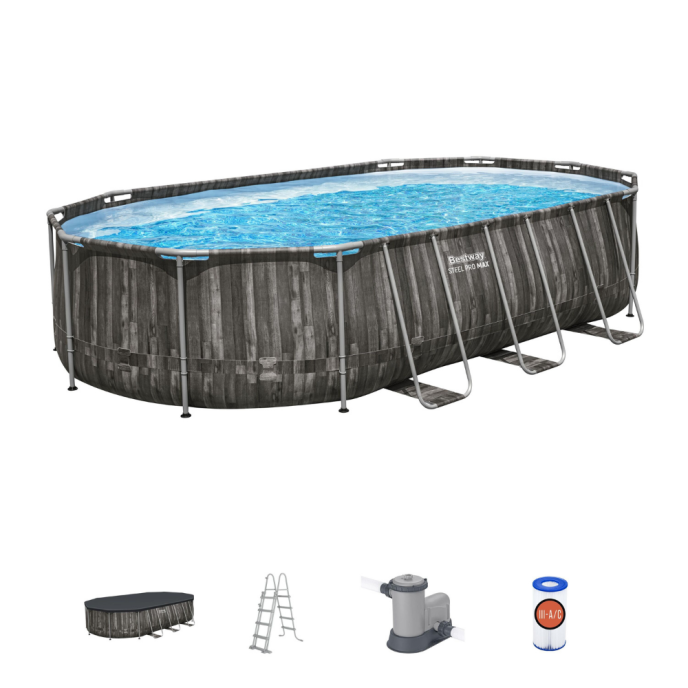 Piscine tubulaire ovale Power Steel - 610 x 366 x H 122 cm