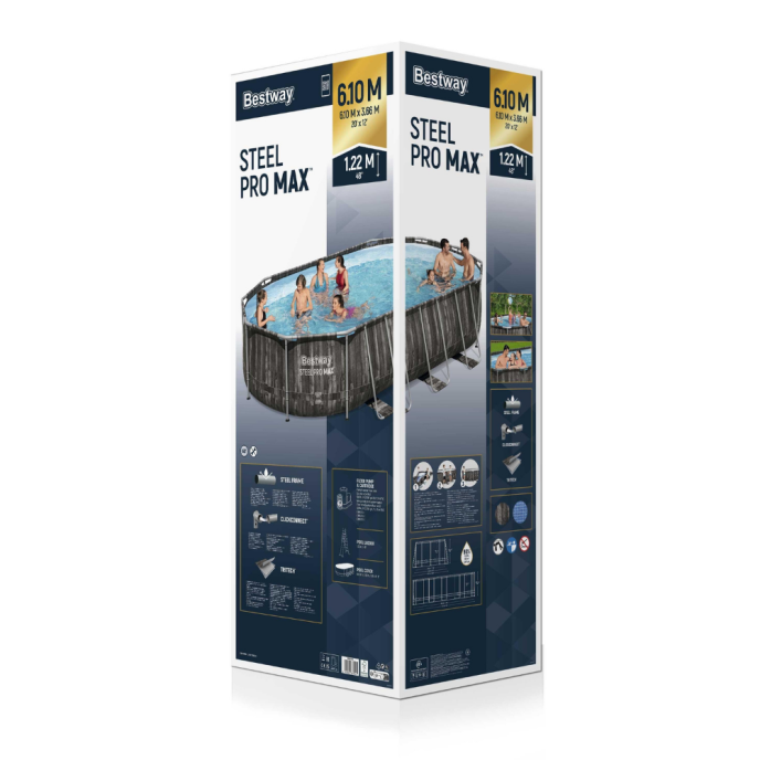 Piscine tubulaire ovale Power Steel - 610 x 366 x H 122 cm