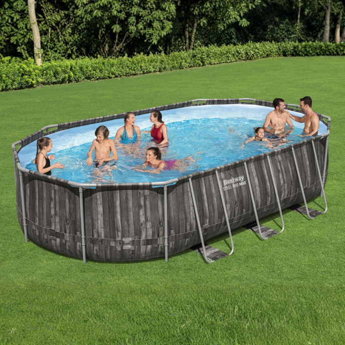 Piscine tubulaire ovale Power Steel - 610 x 366 x H 122 cm