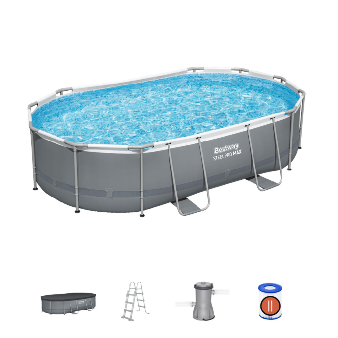 Piscine tubulaire ovale Power Steel - 488 x 305 x H 107 cm