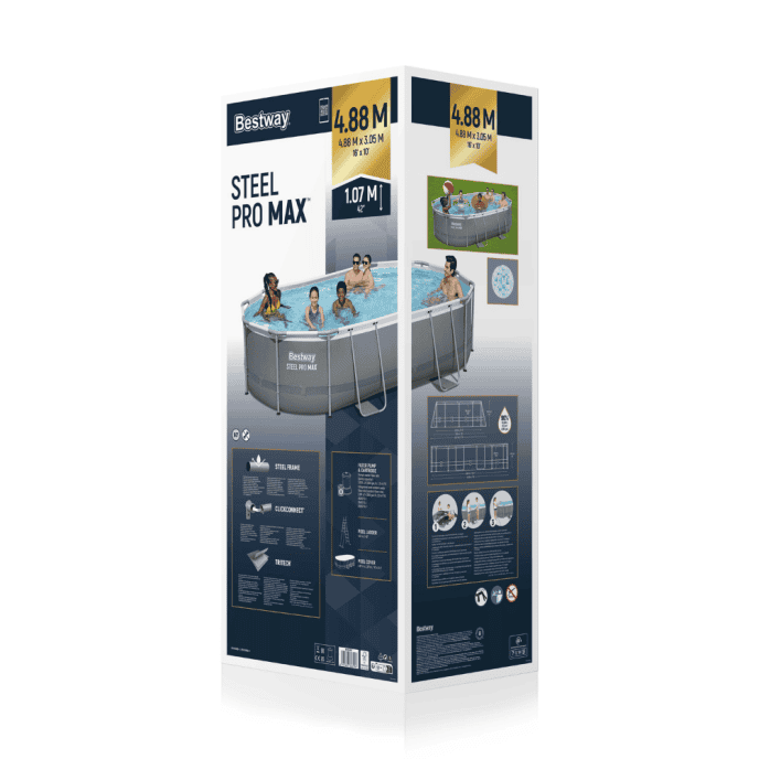 Piscine tubulaire ovale Power Steel - 488 x 305 x H 107 cm