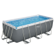 Piscine Bestway tubulaire rectangulaire Steel Pro Max Gris - 412 x 201 x H 122 cm (Filtre à cartouche)