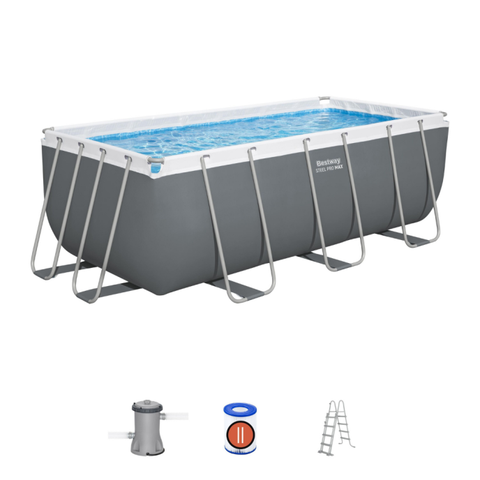 Piscine Bestway tubulaire rectangulaire Steel Pro Max - 412 x 201 x H 122 cm (Filtre à cartouche)