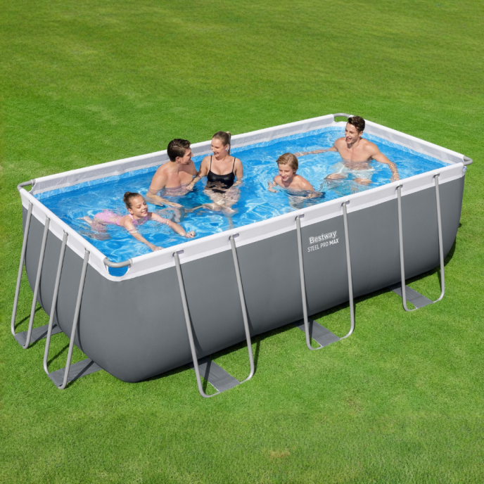 Piscine Bestway tubulaire rectangulaire Steel Pro Max - 412 x 201 x H 122 cm (Filtre à cartouche)