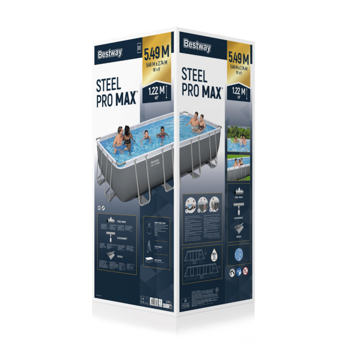 Piscine tubulaire rectangulaire Power Steel - 549 x 274 x H 122 cm (+Filtre à sable)