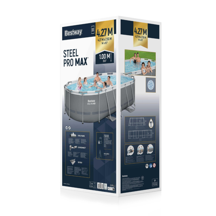 Piscine Bestway tubulaire ovale Steel Pro MAX - 427 x 250 x H 100 cm (Filtre à cartouche)