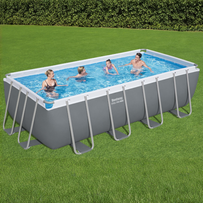 Piscine tubulaire rectangulaire Power Steel - 488 x 244 x 122 cm (+Filtre à sable)