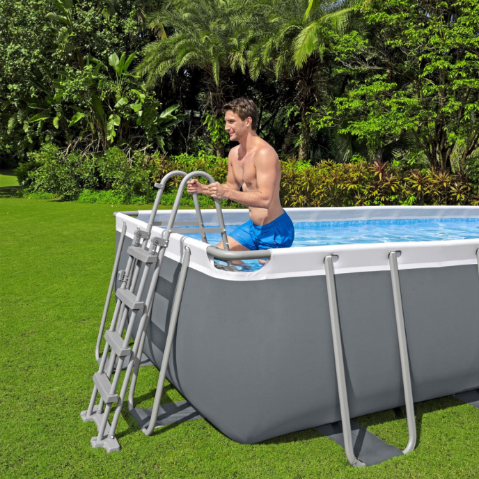 Piscine tubulaire rectangulaire Power Steel - 488 x 244 x 122 cm (+Filtre à sable)