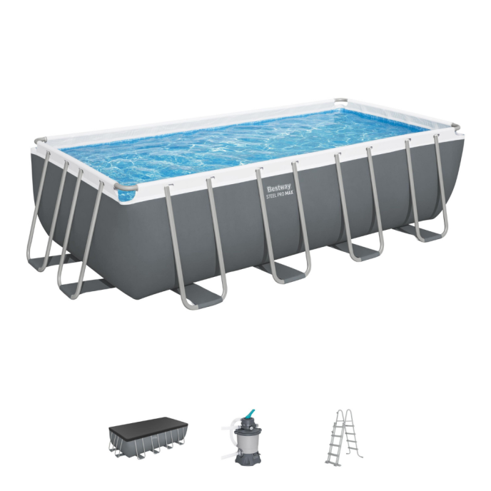 Piscine tubulaire rectangulaire Power Steel - 488 x 244 x 122 cm (+Filtre à sable)