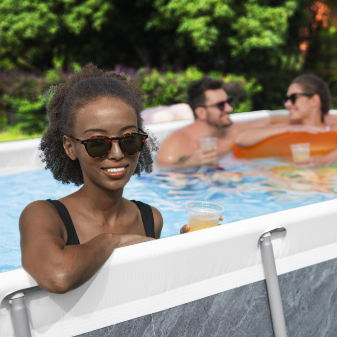 Piscine tubulaire Power Steel Rotin - 404 x 201 x H 100 cm