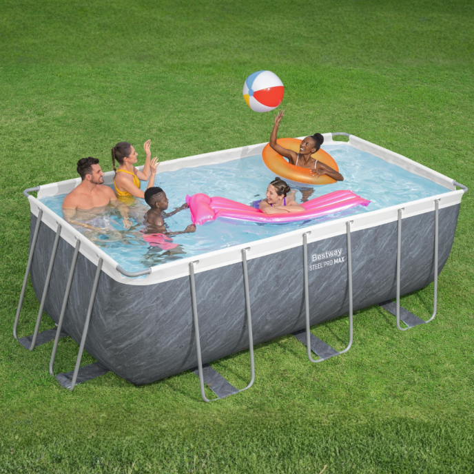 Piscine tubulaire rectangulaire Power Steel Rotin - 412 x 201 x H 122 cm