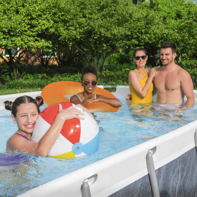 Piscine tubulaire rectangulaire Power Steel Rotin - 412 x 201 x H 122 cm