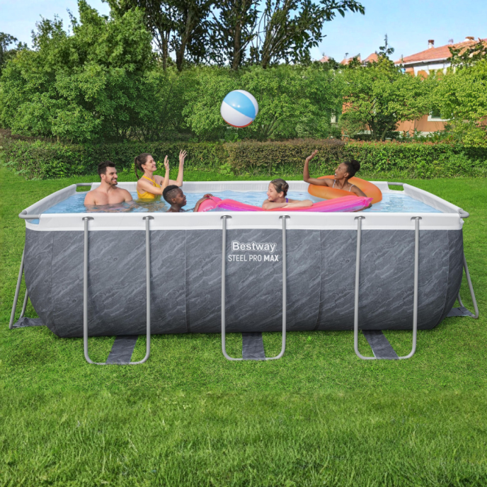Piscine tubulaire rectangulaire Power Steel Rotin - 412 x 201 x H 122 cm