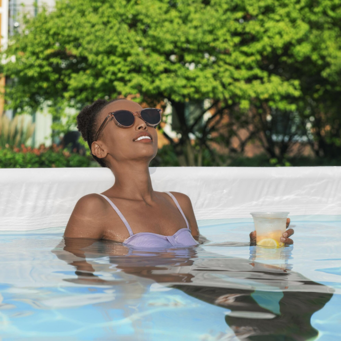 Piscine tubulaire rectangulaire Power Steel Rotin - 412 x 201 x H 122 cm