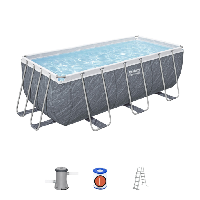 Piscine tubulaire rectangulaire Power Steel Rotin - 412 x 201 x H 122 cm