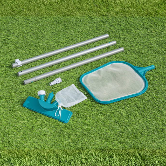 Kit de nettoyage épuisette et tête d'aspirateur pour piscine