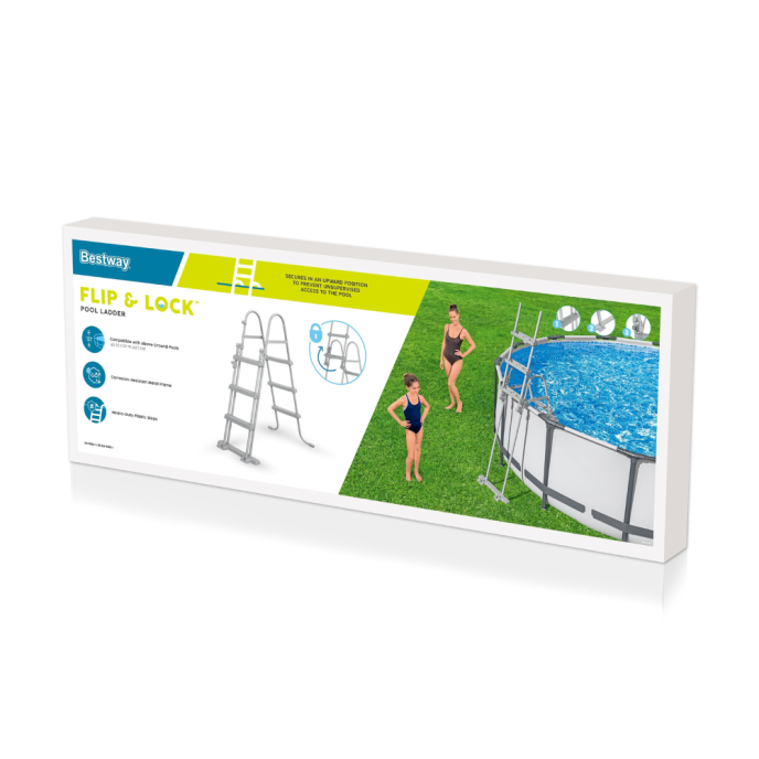 Echelle de sécurité 2 x 3 marches pour piscine hauteur 107 cm