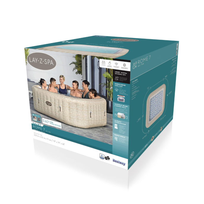 Spa gonflable carré Lay-Z-Spa Rome 5-7 personnes