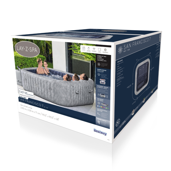 Spa gonflable Bestway Lay-Z-Spa San Francisco carré 5 à 7 places HydroJet Pro