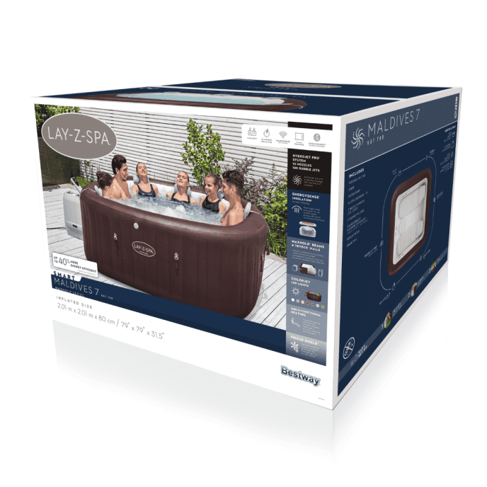 Spa gonflable Bestway Lay-Z-Spa Maldives carré 5 à 7 places Hydrojet Pro