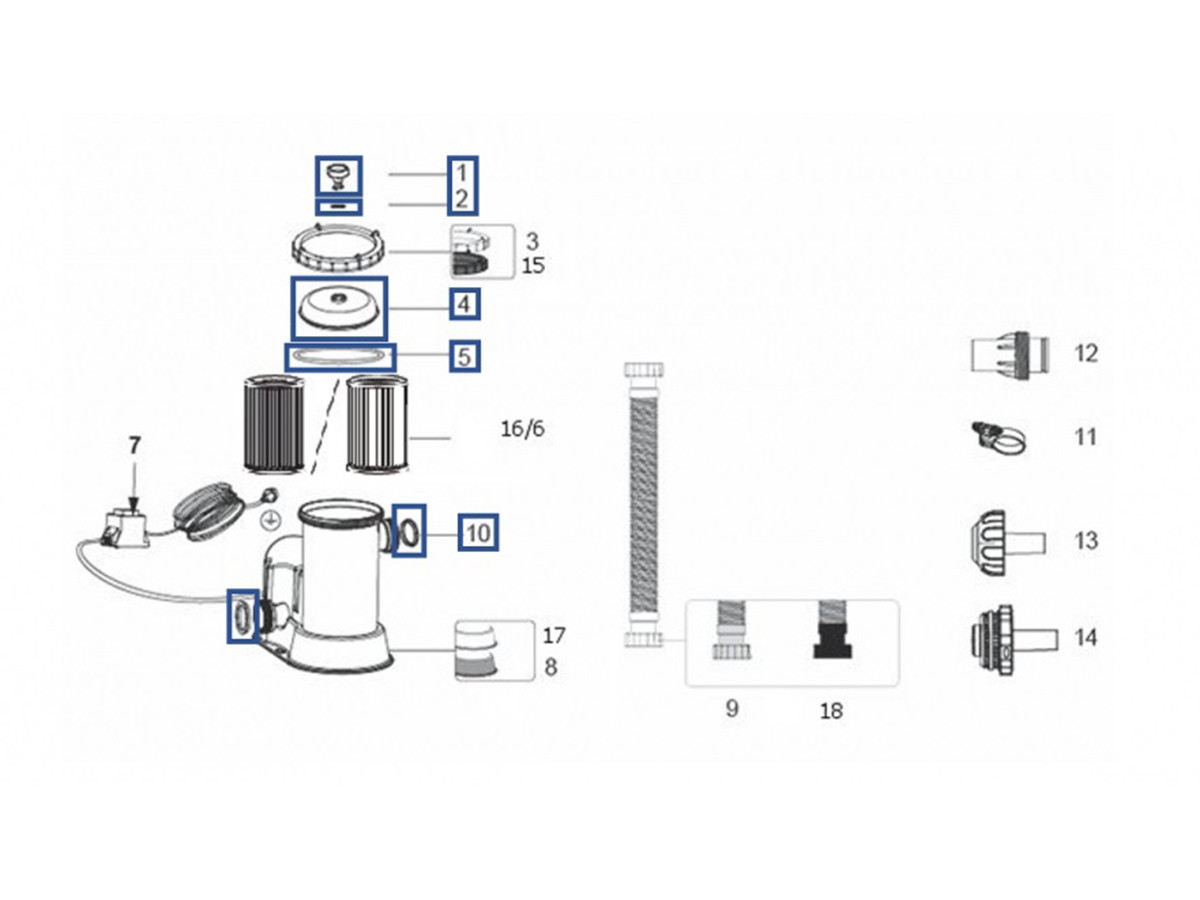 Kit couvercle et joints pour filtre à cartouche 2,006 - 3,028 - 3,785  (ref 58383 - 58386)