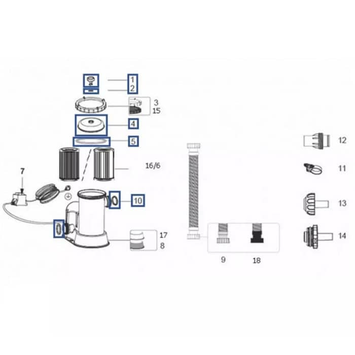 Kit couvercle et joints pour filtre à cartouche  5,678 m3/h (ref 58389)