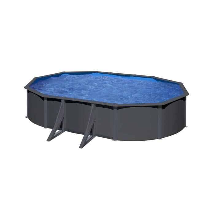 Piscine Gre acier ovale Antracita - 527 x 327 x H 132 cm (Filtre à sable)