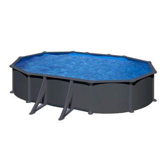 Piscine Gre acier ovale Antracita 6,34 x 3,99 x H 132 cm (Filtre à sable)
