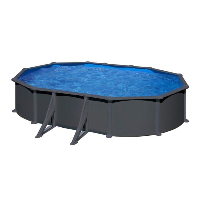 Piscine Gre acier ovale Antracita 6,34 x 3,99 x H 132 cm (Filtre à sable)