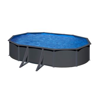 Piscine Gre acier ovale Antracita - 744 x 399 x H 132 cm (Filtre à sable)