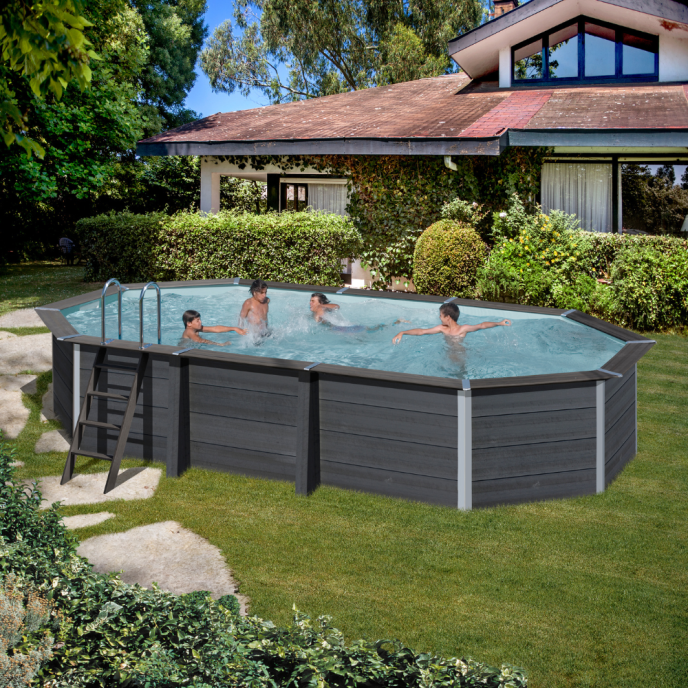 Piscine ovale composite 664 x 386 x H124 cm