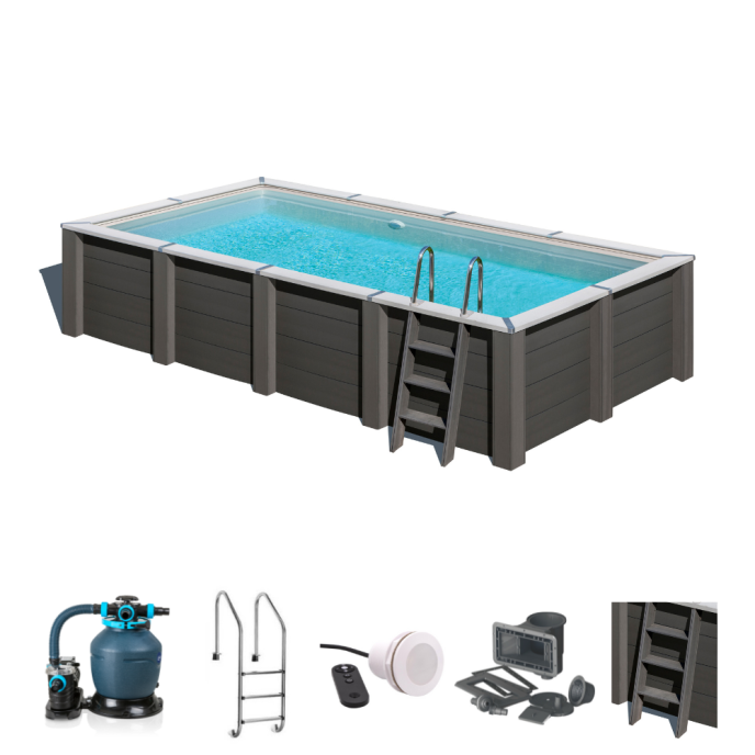 Piscine Gre composite rectangle - 595 x 315 x H126 cm (Filtre à sable)