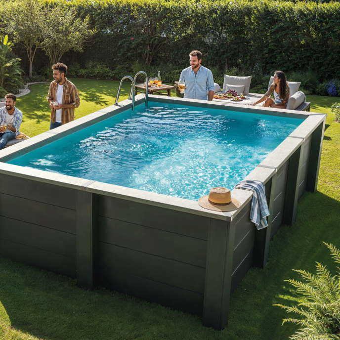 Piscine Gre composite rectangle - 455 x 315 x H 126 cm (Filtre à sable)