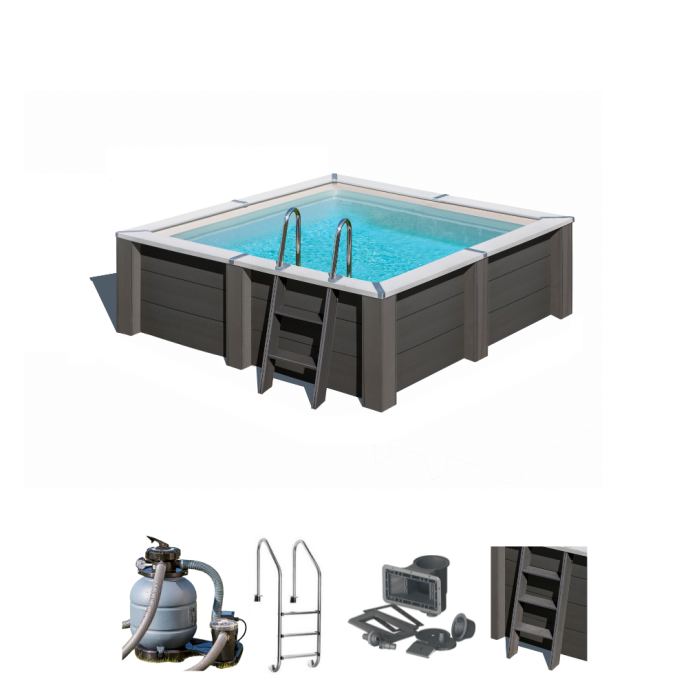 Piscine Gre composite carrée - 315 x 315 x H 96 cm (Filtre à sable)