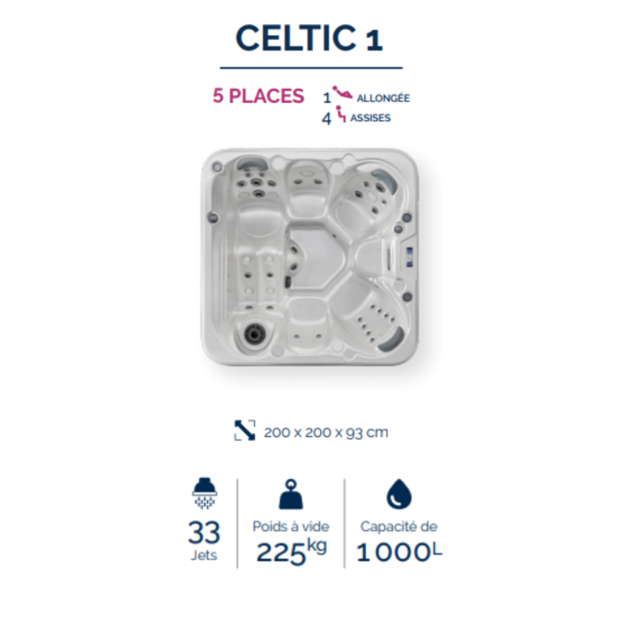 Pack spa rigide Celtic 1 avec pompe à chaleur