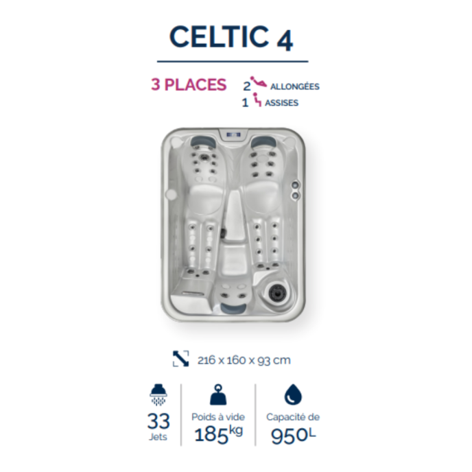 Pack spa rigide Celtic 4 avec pompe à chaleur