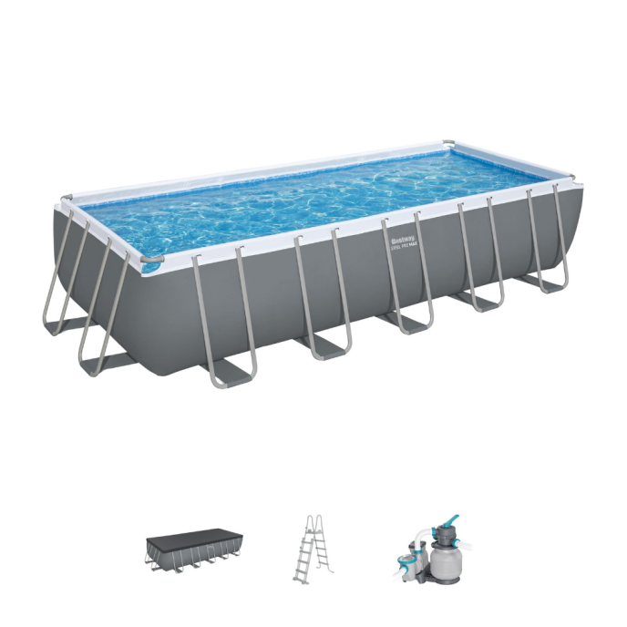 Piscine Bestway tubulaire rectangulaire Power Steel - 640 x 274 x H 132 cm (Filtre à sable)