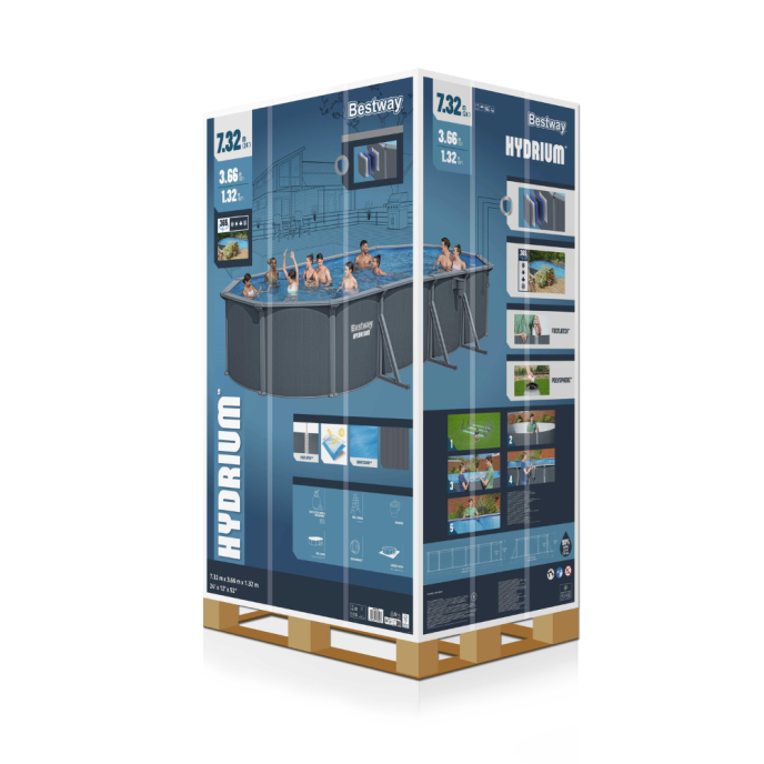 Piscine acier Bestway Hydrium - 739 x 503 x H 130 cm (Filtre à sable)
