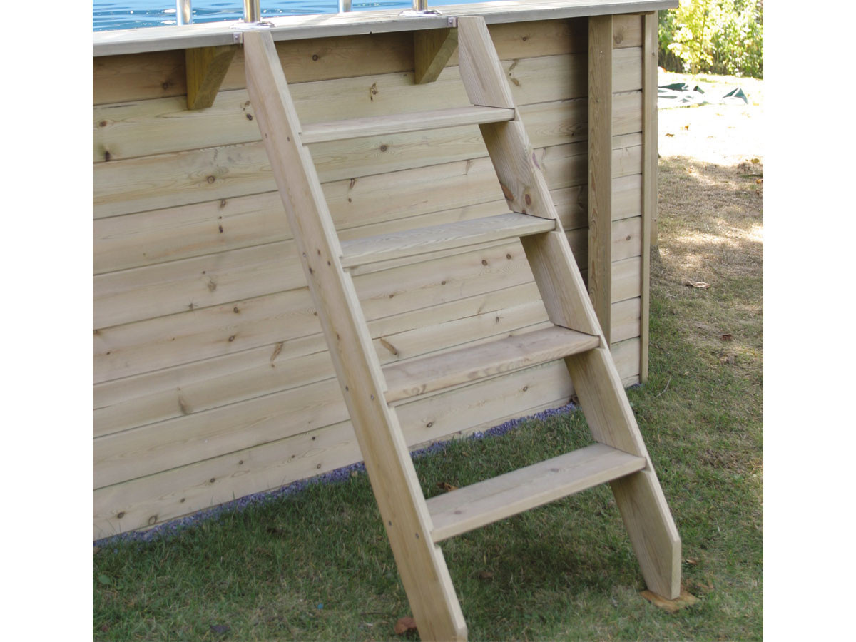 Kit Echelle bois extérieure pour piscine 