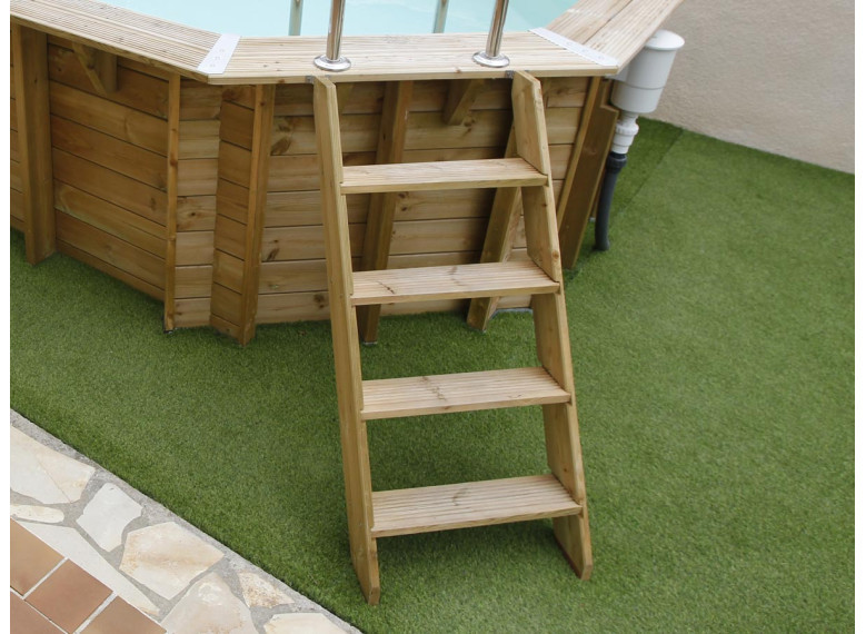 Kit Echelle bois extérieure pour piscine 