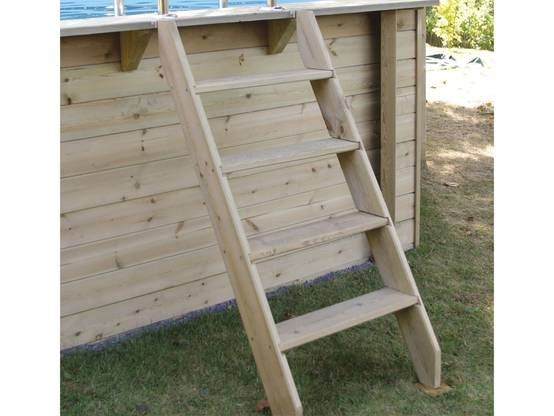 Kit Echelle bois extérieure pour piscine 