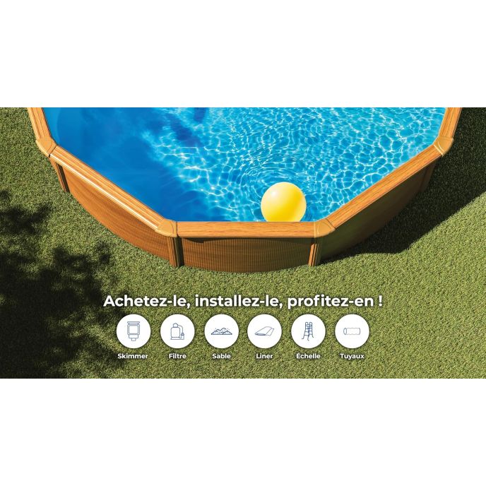 Piscine Gre acier ronde Mauritius - Ø 480 x H 132 cm (Filtre à sable)