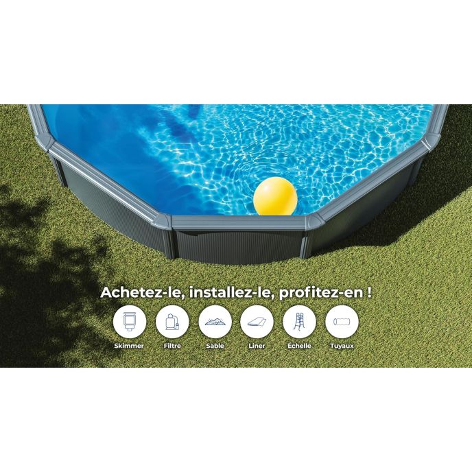 Piscine Gre acier ovale Louko 5,27 x 3,27 x H 122 cm (Filtre à sable)